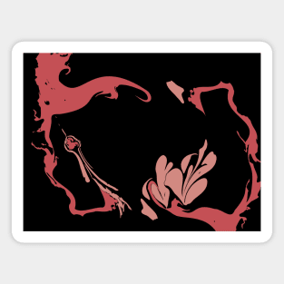 Red-Black Water Marbling Abstract Fluid Art Magnet